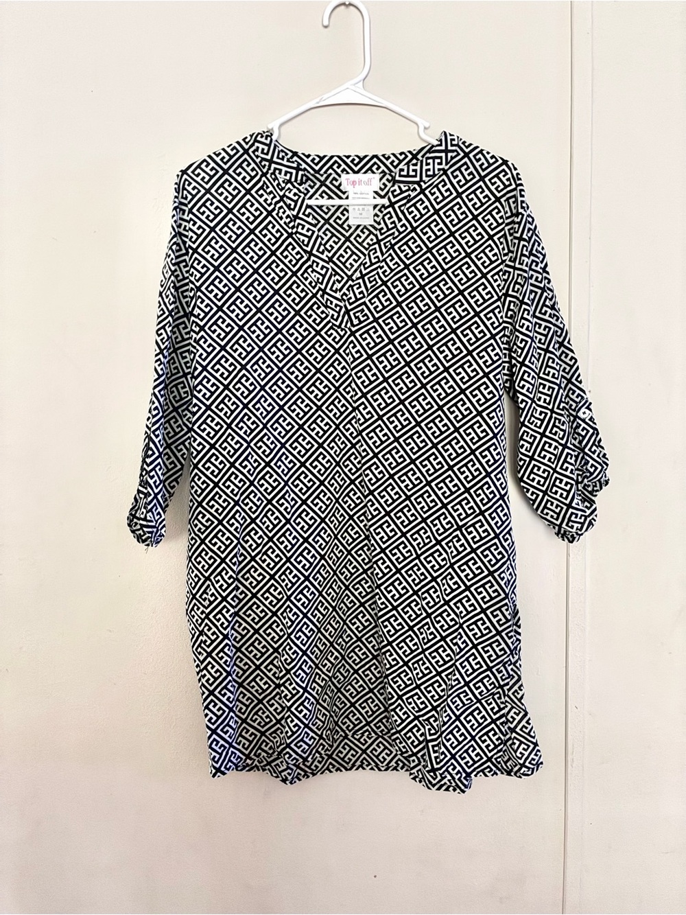 Black & White Geo Print Women's Tunic Dress